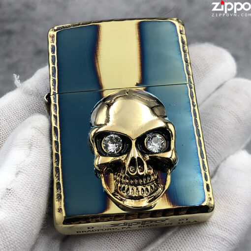 Zippo Crystal Skull Eyes Gold - ZA-3-120A - Hình ảnh 2