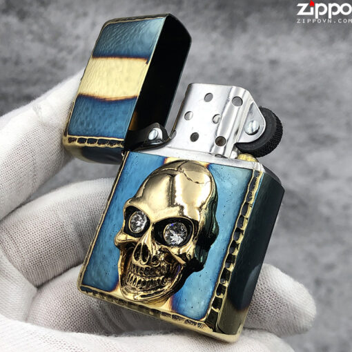 Zippo Crystal Skull Eyes Gold - ZA-3-120A - Hình ảnh 3