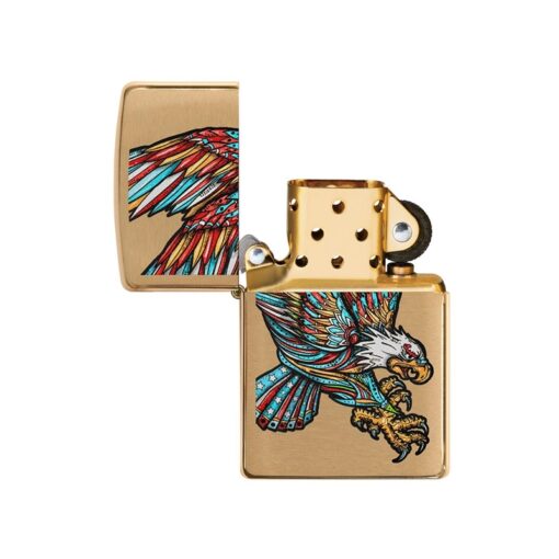 Zippo Tattoo Eagle Design Brushed Brass - 49667 - Hình ảnh 2
