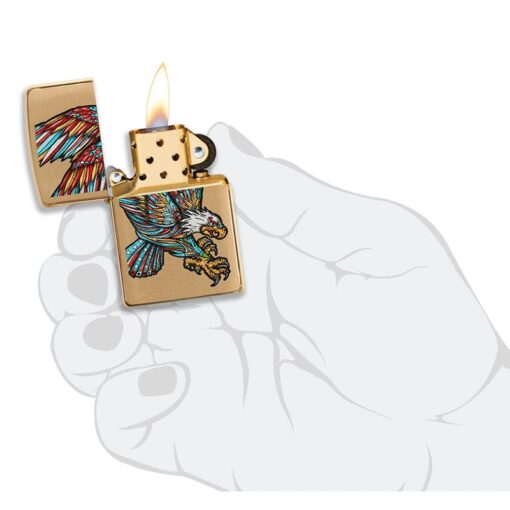 Zippo Tattoo Eagle Design Brushed Brass - 49667 - Hình ảnh 7