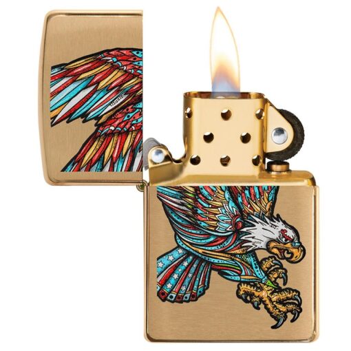Zippo Tattoo Eagle Design Brushed Brass - 49667 - Hình ảnh 4
