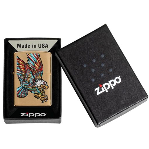 Zippo Tattoo Eagle Design Brushed Brass - 49667 - Hình ảnh 5