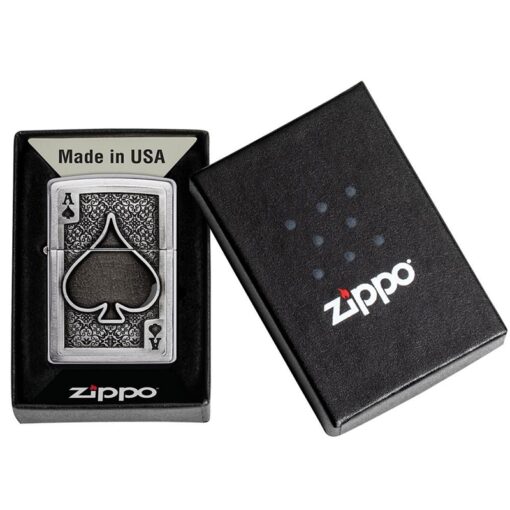 Zippo Ace Of Spades Emblem Brushed Chrome - 49637 - Hình ảnh 5