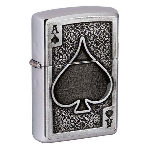 Zippo Ace Of Spades Emblem Brushed Chrome - 49637