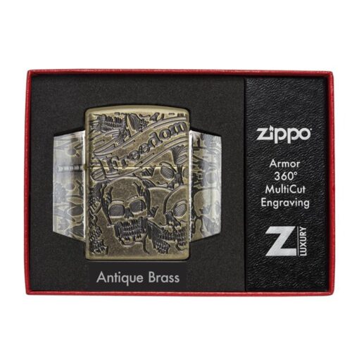 Zippo Armor Freedom Skull Antique Brass - 49035 - Hình ảnh 5