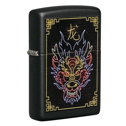 Zippo Neon Dragon Design Black Matte - 49396