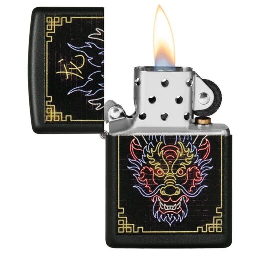 Zippo Neon Dragon Design Black Matte - 49396 - Hình ảnh 4