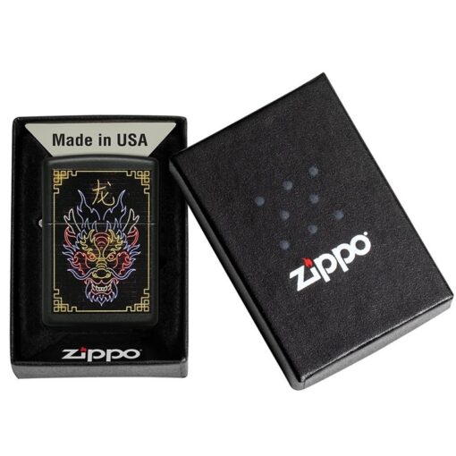 Zippo Neon Dragon Design Black Matte - 49396 - Hình ảnh 5
