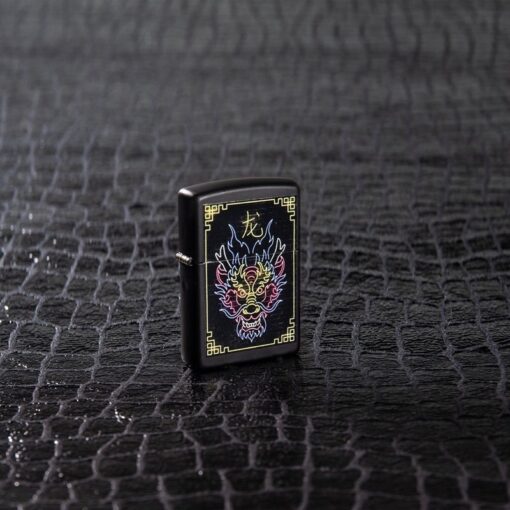 Zippo Neon Dragon Design Black Matte - 49396 - Hình ảnh 7