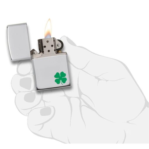 Zippo A Bit O’ Luck Clover Polished Chrome - 24007 - Hình ảnh 5