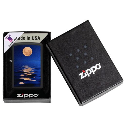 Zippo Full Moon Design Black Light Black Matte - 49810 - Hình ảnh 5
