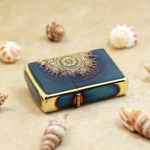 Zippo Compass and Nautical Chart Burning Brass - ZA-3-101A - Hình ảnh 6