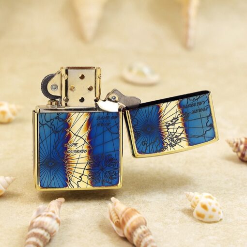 Zippo Compass and Nautical Chart Burning Brass - ZA-3-101A - Hình ảnh 5