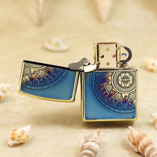 Zippo Compass and Nautical Chart Burning Brass - ZA-3-101A - Hình ảnh 4