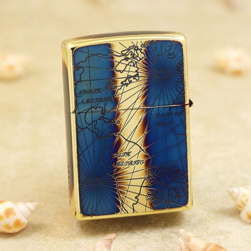 Zippo Compass and Nautical Chart Burning Brass - ZA-3-101A - Hình ảnh 3