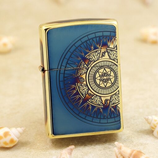 Zippo Compass and Nautical Chart Burning Brass - ZA-3-101A - Hình ảnh 2