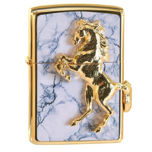 Zippo Golden Horse White Marble Winning Winny - ZA-5-3N