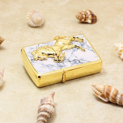 Zippo Golden Horse White Marble Winning Winny - ZA-5-3N - Hình ảnh 6