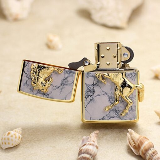 Zippo Golden Horse White Marble Winning Winny - ZA-5-3N - Hình ảnh 3