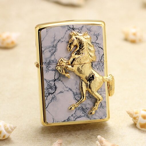 Zippo Golden Horse White Marble Winning Winny - ZA-5-3N - Hình ảnh 2