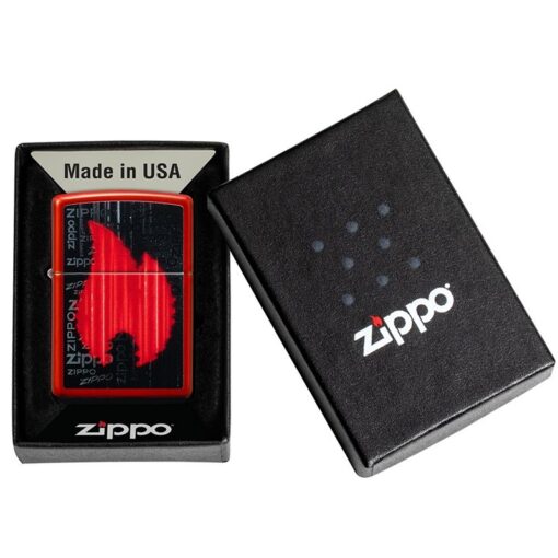 Zippo Flame Logo Metallic Red - 49584 - Hình ảnh 6