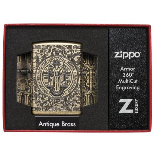 Zippo Armor St. Benedict Design 360 Multicut Antique Brass - 29719 - Hình ảnh 7