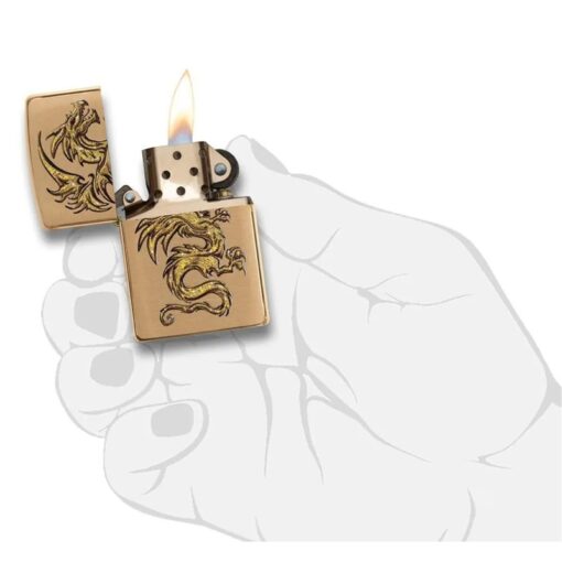 Zippo Dragon Design Brushed Brass – 29725 - Hình ảnh 5