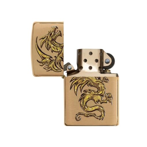 Zippo Dragon Design Brushed Brass – 29725 - Hình ảnh 2