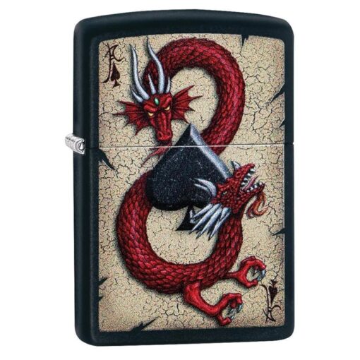 Zippo Black Matte Dragon Ace Design - 29840