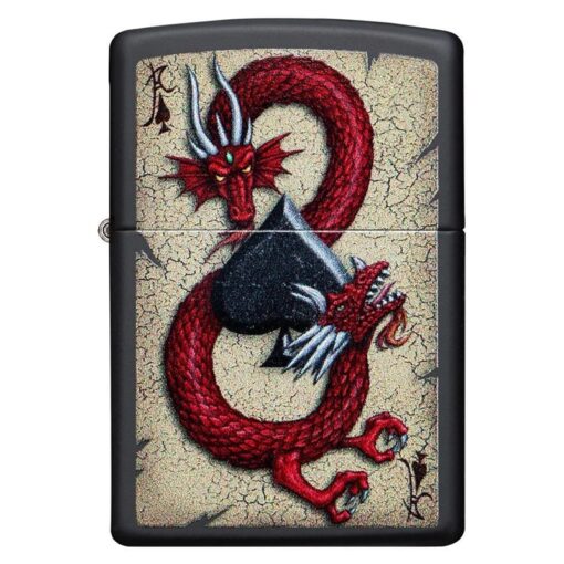 Zippo Black Matte Dragon Ace Design - 29840 - Hình ảnh 3