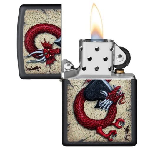 Zippo Black Matte Dragon Ace Design - 29840 - Hình ảnh 4