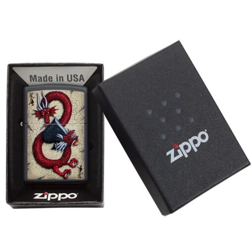 Zippo Black Matte Dragon Ace Design - 29840 - Hình ảnh 6