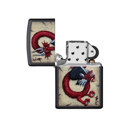 Zippo Black Matte Dragon Ace Design - 29840 - Hình ảnh 2
