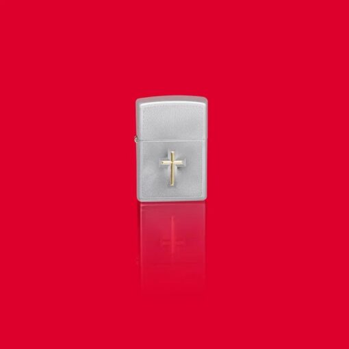 Zippo Satin Chrome Auto Two Tone Cross Design - 48581 - Hình ảnh 7