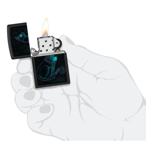 Zippo Black Light Spiritual Cat Design Black Matte - 48582 - Hình ảnh 6