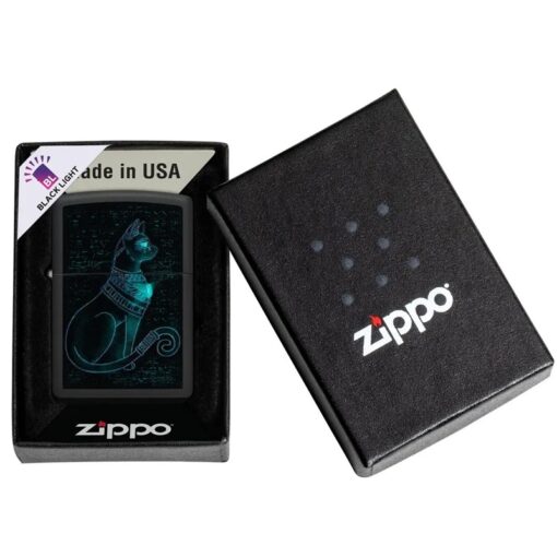Zippo Black Light Spiritual Cat Design Black Matte - 48582 - Hình ảnh 7