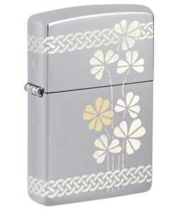 Zippo Laser 360° Clover Design High Polish Chrome - 48586