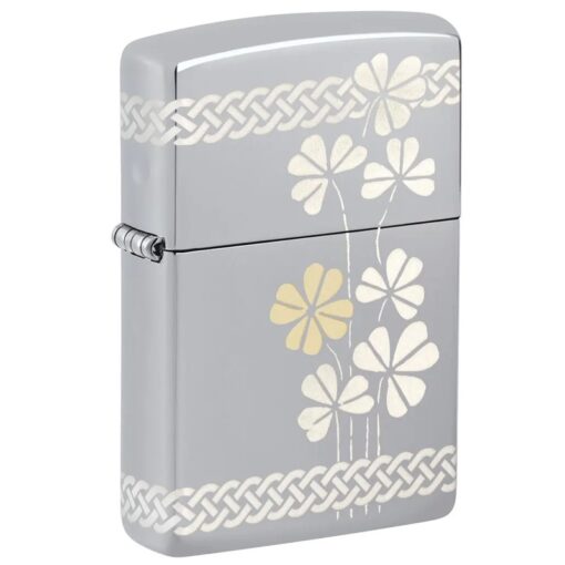 Zippo Laser 360° Clover Design High Polish Chrome - 48586