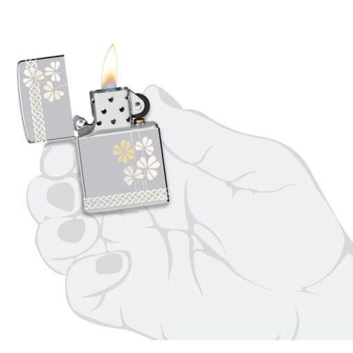 Zippo Laser 360° Clover Design High Polish Chrome - 48586 - Hình ảnh 9