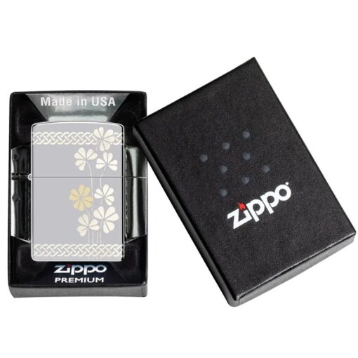 Zippo Laser 360° Clover Design High Polish Chrome - 48586 - Hình ảnh 10