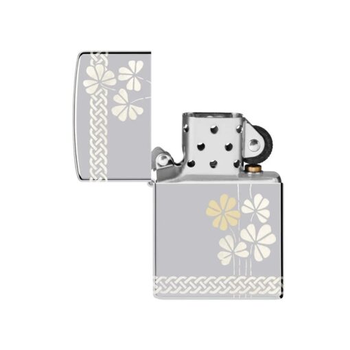 Zippo Laser 360° Clover Design High Polish Chrome - 48586 - Hình ảnh 2