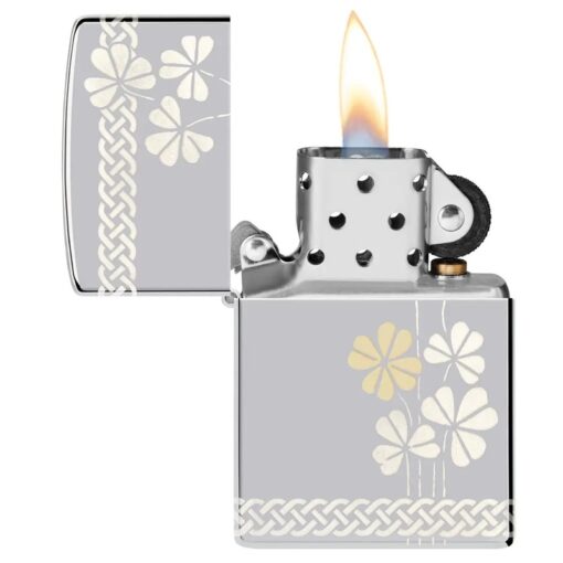 Zippo Laser 360° Clover Design High Polish Chrome - 48586 - Hình ảnh 8