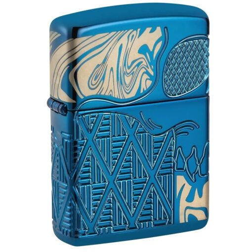 Zippo Armor High Polish Blue Skull Design - 49705