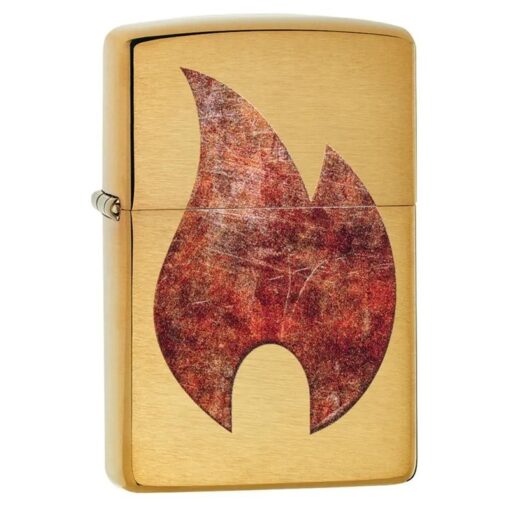 Zippo Rusty Flame Design Brush Brass - 29878