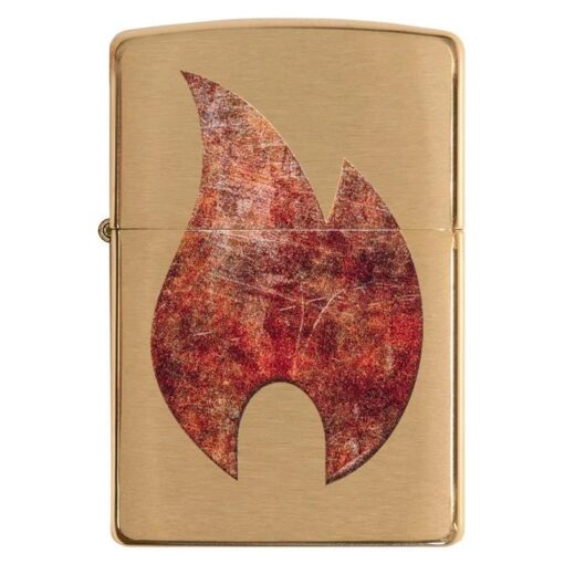 Zippo Rusty Flame Design Brush Brass - 29878 - Hình ảnh 3