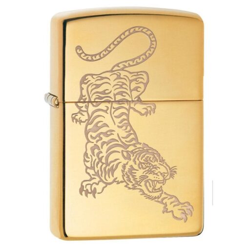 Zippo Tattoo Tiger Design High Polish Brass - 29884