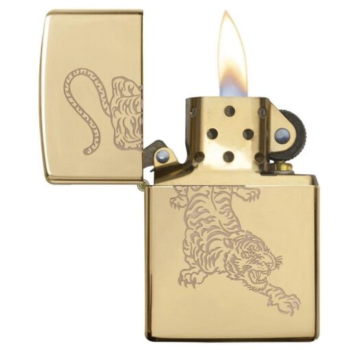 Zippo Tattoo Tiger Design High Polish Brass - 29884 - Hình ảnh 4