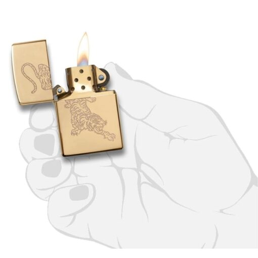 Zippo Tattoo Tiger Design High Polish Brass - 29884 - Hình ảnh 5