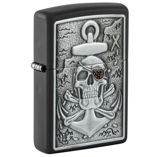 Zippo Skull Anchor Emblem Black Matte - 48122