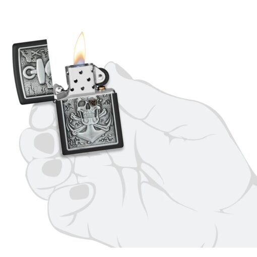 Zippo Skull Anchor Emblem Black Matte - 48122 - Hình ảnh 5